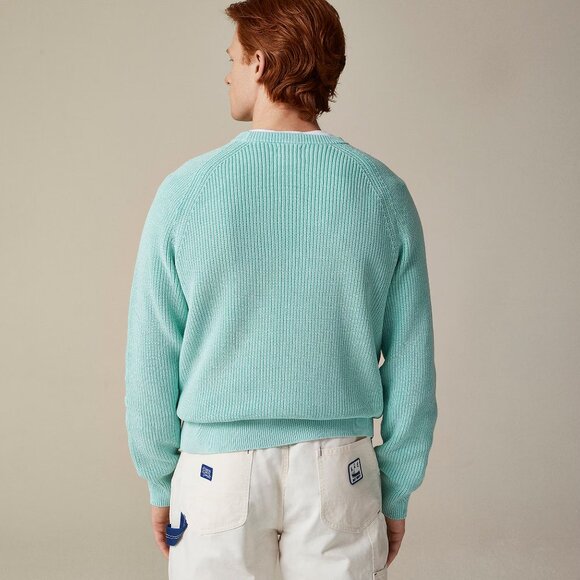 J Crew Sweater Mens Blue Shaker Stitch Crewneck Heritage Ribbed CJ377 - Picture 3 of 6